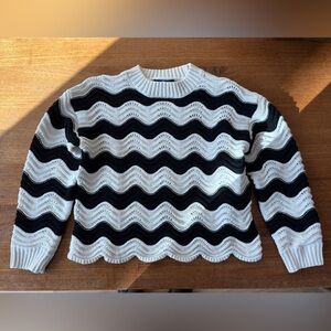 Black & white wave crochet sweater